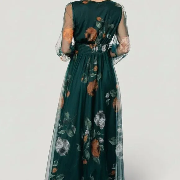 Baltic Born Layla Tulle Maxi Dress | Deep Topaz Floral Size LL - Picture 4 of 5